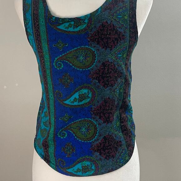 Hot Stuff Vintage 90’s Paisley Tank Top Made in USA Boho Y2K Sleeveless XS-S - Picture 2 of 6